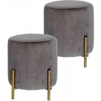 Pouf coppia antracite velour con piedini d’oro, dimensioni 30x36cm