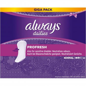 Always Profresh Slipeinlagen Normal 5‑Pack (68 Stück pro Box)