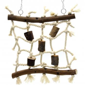 Bird Swing Toy with Hemp Rope and Wood