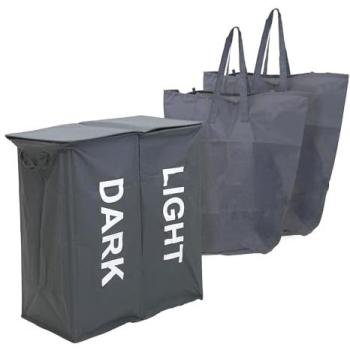 Libbi Lou Grey 136L Double‑Drawer Laundry Container