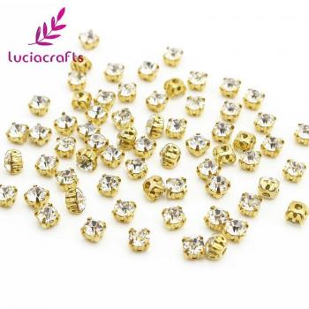 Lote de estrás dorados para coser G0802