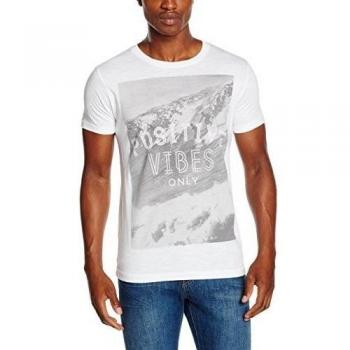 Camisa de Pijama Hombre Happiness Prints Tee-Psitive Vibes, Blanco