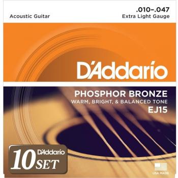 Corde Gitaacustica Extra Leggere Phosphor Bronze 0,010‑0,047 – 10 pezzi
