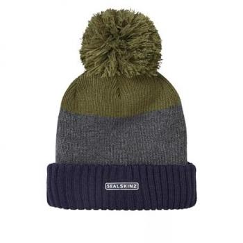 Sealskinz Unisex Waterproof Fleece Lined Cold Weather Striped Bobble Hat