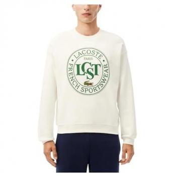 Sudadera Lacoste Gráfica de Corte Holgado para Hombre en color Blanco con Diseño Gráfico, talla S