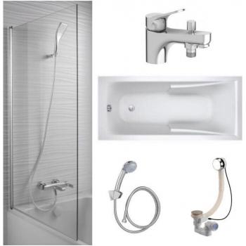Pack Completo Bañera 170x75 JACOB DELAFON Corvette con Mampara y Desagüe