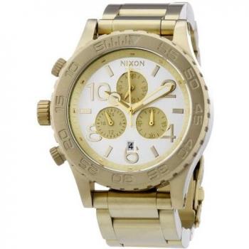 Nixon The 42‑20 Chrono „Gold“ Unisex-Armbanduhr – Quarz, beschichteter Edelstahl