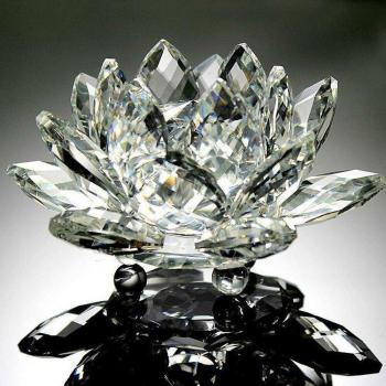 Swan Lotus Crystal Paperweight