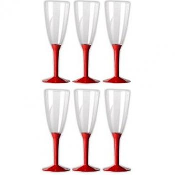 Flute in plastica trasparente da 10cl Made in Italy con gambo verde