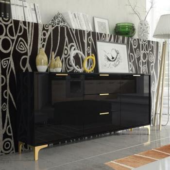 Luxury Modern TV Unit 140cm Black High Gloss