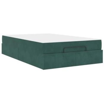 Lit Velours Vert Foncé avec Espace de Stockage 140x190 cm