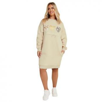 Yours – Plus‑Size Sweatshirtkleid Braun Leopard‑Herz
