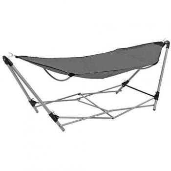 Amaca da Giardino con Supporto Pieghevole Grigia
