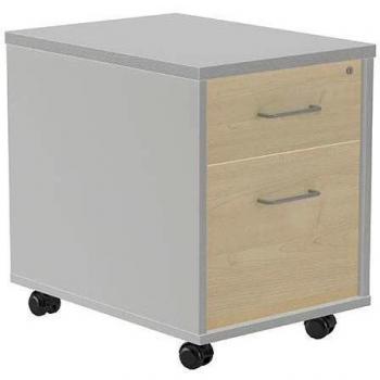 Cajonera mobile 2 tiroirs série Store 58x40x59,5 cm finition aluminium/blanc
