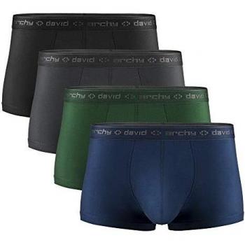 DAVID ARCHY Herrenunterhose Modal 4er Pack – Doppeltaschen, Microfaser, S, Verschiedene Farben