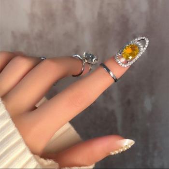 Open Ring with Rhinestone Decoration