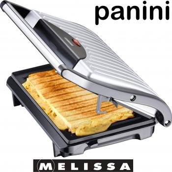 Melissa 16240053 Panini-Maker, 700 Watt, Silber Schwarz