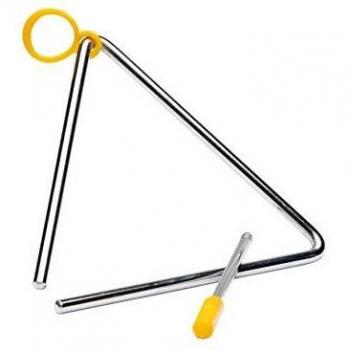 Triangle percussions instrument de musique en acier avec attache plastique 16 cm