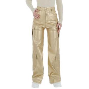 Ital-Design Damenhose in Gold mit Lederoptik
