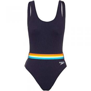Speedo Ceinture U-Dos 1 Pièce Maillot de Bain Femme, Multicolore (Vrai Marine/Orange Fizz/Mangue/Ciel Bleu/Baie Bleue), 30