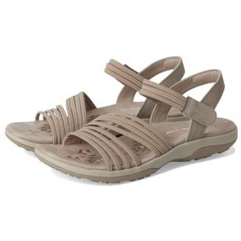 Skechers Women’s Taupe Reggae Slim Coffee Run Sandal – Size 6, Synthetic/​Textile, Vegan, Machine Washable