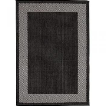 Weather-Proof Black Bordered Rug for Garden