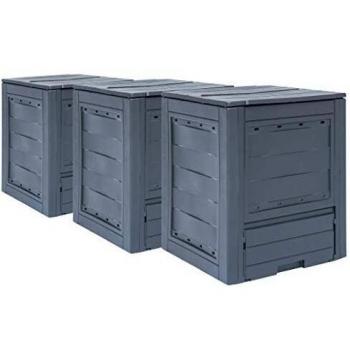 Compostiere Grigie per Giardino 3 pz 60x60x73 cm 780 L