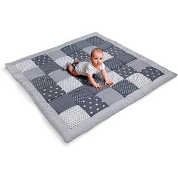 ULLENBOOM ® Krabbeldecke 140x140 cm gepolstert Graue Sterne