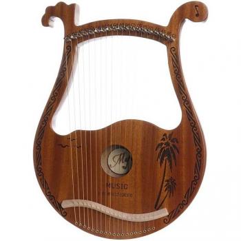 Whimsical Deer‑Horn Lyre – 19‑String Mahogany Handcrafted Harp with Tuning Stick