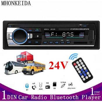 Autoradio stéréo numérique 1DIN 24V, Bluetooth, lecteur MP3, 60W x 4, FM, USB/SD, entrée AUX