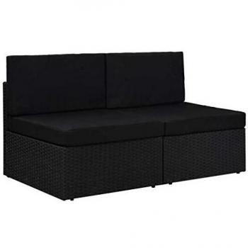VidaXL Black Finish Two-Piece Modular Sofa
