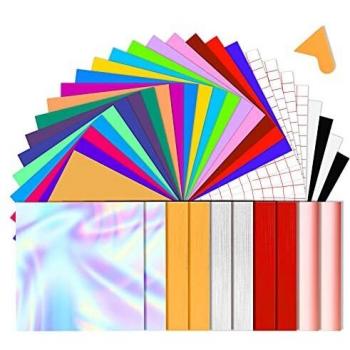BOENFU Craft & Car Decal Vinyl – 33 Assorted Sheets with 4 Transfer Tapes