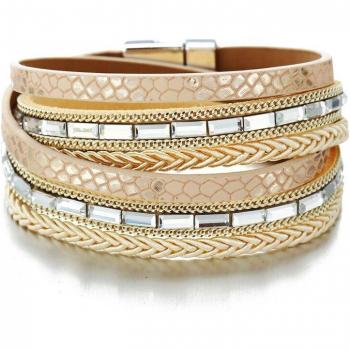 Vintage Leather Wrap Bracelet with Charms