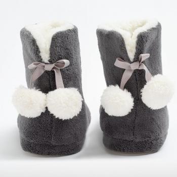 OHS Fluffy Boot Slippers, Grey