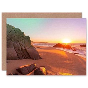 Sea Shore Sunset Panorama Card