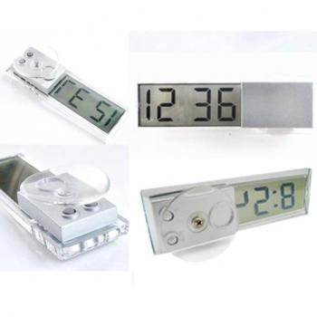 Miniature Digital LCD Clock for Automotive and Home with Suction Attachment