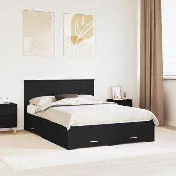Cadre de Lit VidaXL Noir 135 x 190 cm – Tiroir & Bois d’Ingénierie