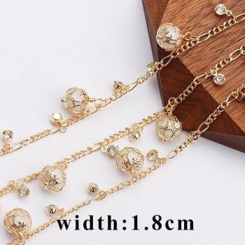 Accesorios de Joyería DIY, Cadena CCB Chapada en Oro de 18k, 0,3 micras, 1 m/lote