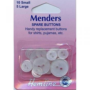 Hemline Seamstress Buttons, White