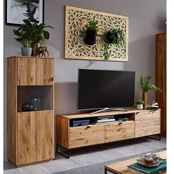 Lomadox LED Wohnwand WELLINGTON-69 aus Wildeiche