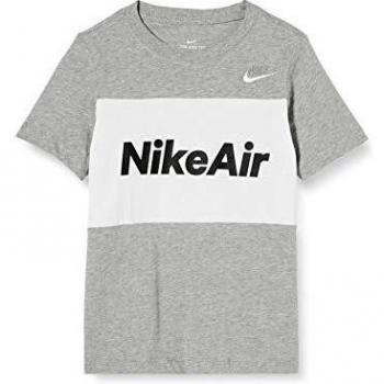 Nike B NSW AIR Tee SS T-Shirt Garçon, Gris Foncé Mélangé/Blanc, FR