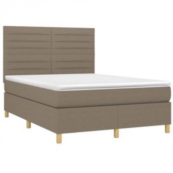 Sommier à lattes avec matelas Taupe 140x200 cm Tissu