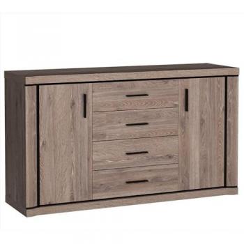 Sideboard DUNEDIN-161, 157cm, Trüffel Eiche, 2 Türen, 4 Schubladen