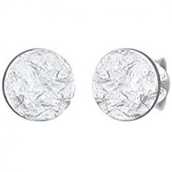 Elli Ohrstecker Plättchen Gehämmert Antik Silber 925 für Damen