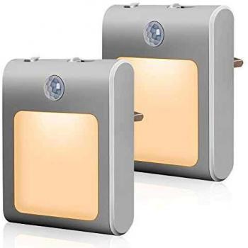 Dimmable LED Nightlight, Motion Sensor Wall Plug-In, Auto/On/Off, for Bathroom, Bedroom, Hallway, Stair, Kitchen, 2-Pack