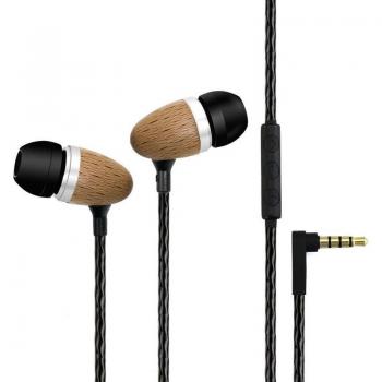 Audio Premium en Madera: Auriculares Stereo y Mic 3,5 mm