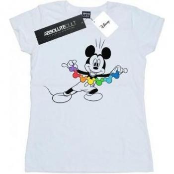Disney Girls/Misses Mickey Mouse Rainbow Chain Cotton Shirt L White