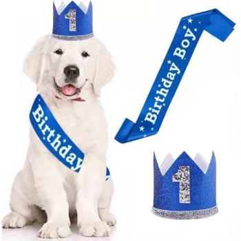 Dog Birthday Party Essentials: Hat, Crown, Ribbon, and Exquisite Belt