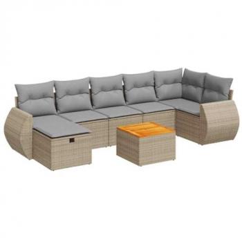 Mobilier de jardin 8 pcs beige résine tressée avec coussins