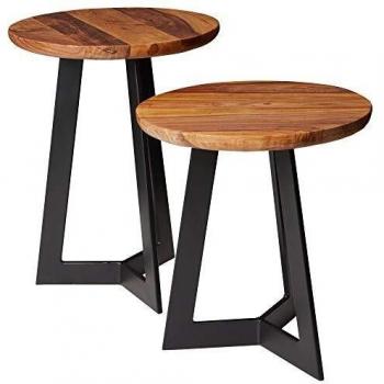 FineBuy Holztische mit Metallbeinen